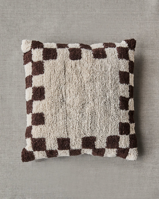 Cushion cover, HDChess, Brown, Off-white