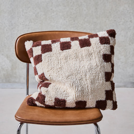 Cushion cover, HDChess, Brown, Off-white