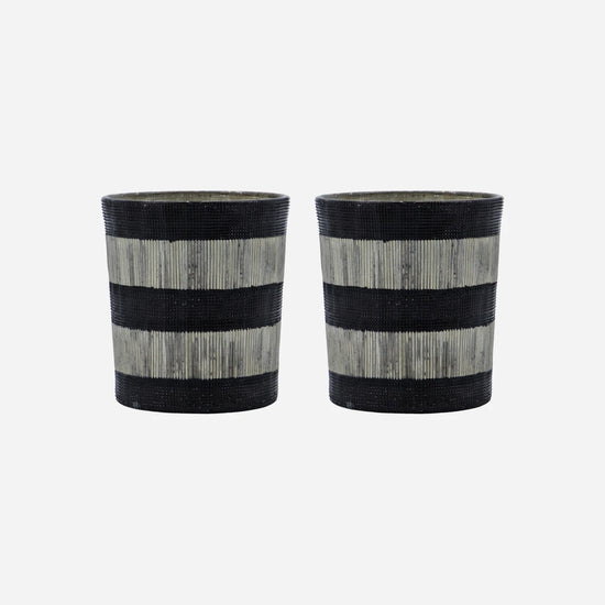 Tealight holder, HDStripe, Black, Off-white