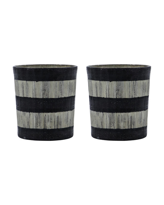Tealight holder, HDStripe, Black, Off-white