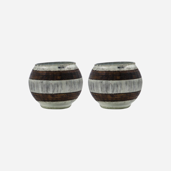 Tealight holder, HDStripe, Silver finish;Brown