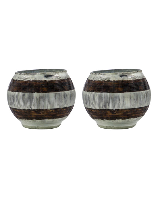 Tealight holder, HDStripe, Silver finish, Brown