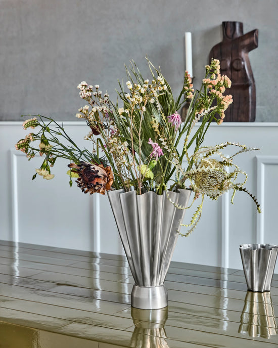Vase, HDFlood, Børstet sølvfinish