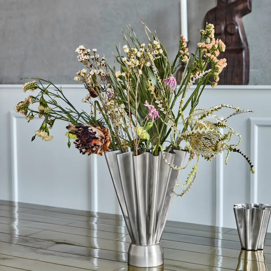 Vase, HDFlood, Børstet sølvfinish