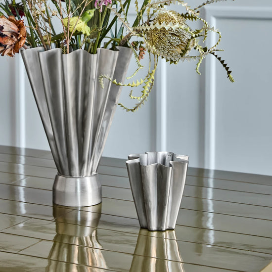 Vase, HDFlood, Børstet sølvfinish