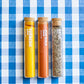Spices, Basil, paprika chilli, turmeric, 11|42|57 g|g|g