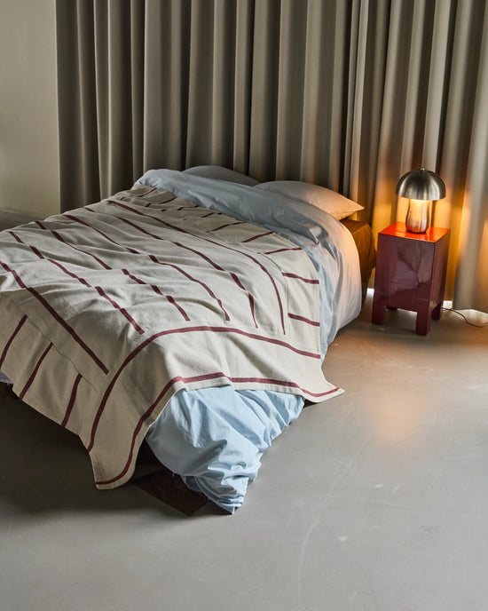 Bed throw, HDNula, Off-white, Dark red