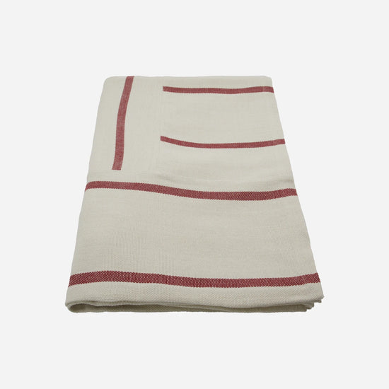 Bed throw, HDNula, Off-white, Dark red