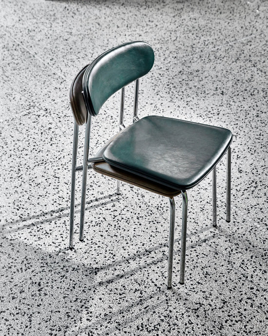 Chair, HDPova, Chrome, Dark green
