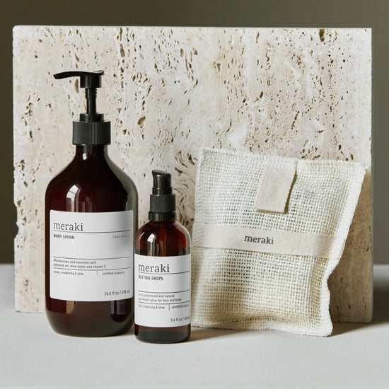 Gift box, self tan drops, bath mitt, body lotion, 140|100|490 g|ml|ml