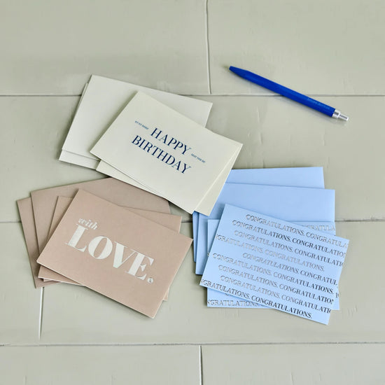 Grußkarten, HDGreeting, Braun, Hellblau, Off-White