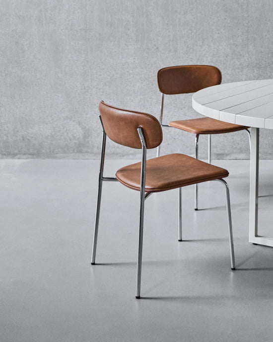 Chair, HDPova, Cognac, Chrome
