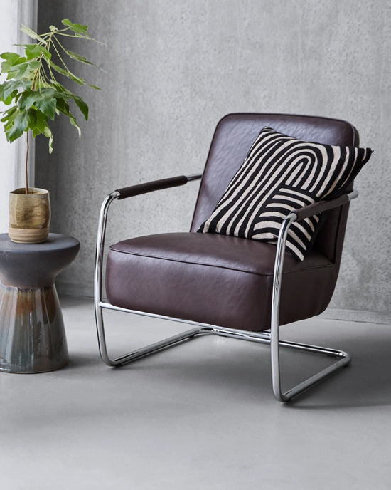 Lounge chair, HDComma, Mulberry, Chrome