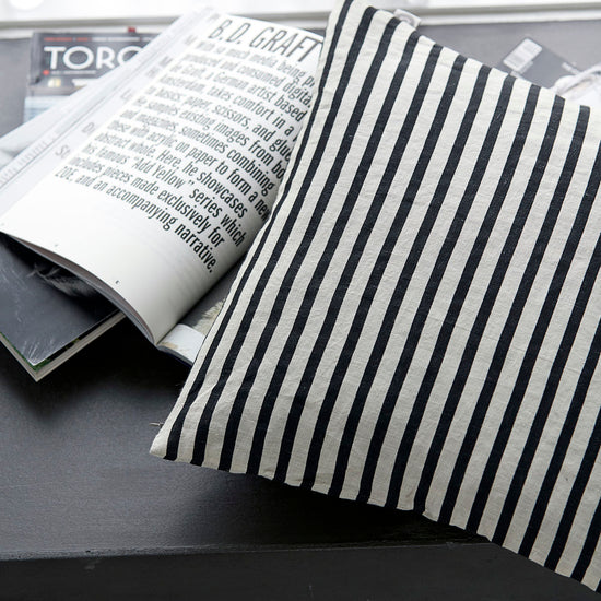 Cushion cover, HDHDStripe, Black/Grey
