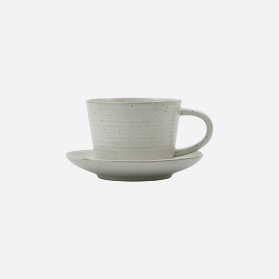 Cup w. saucer, Pion, Grey/White