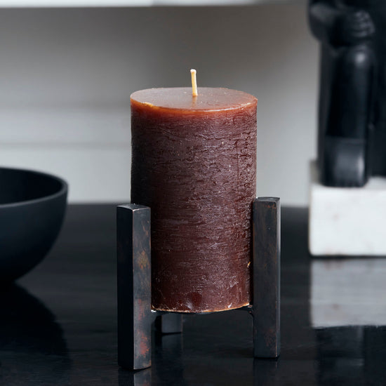 Pillar candle, Rustic Wax, Cognac
